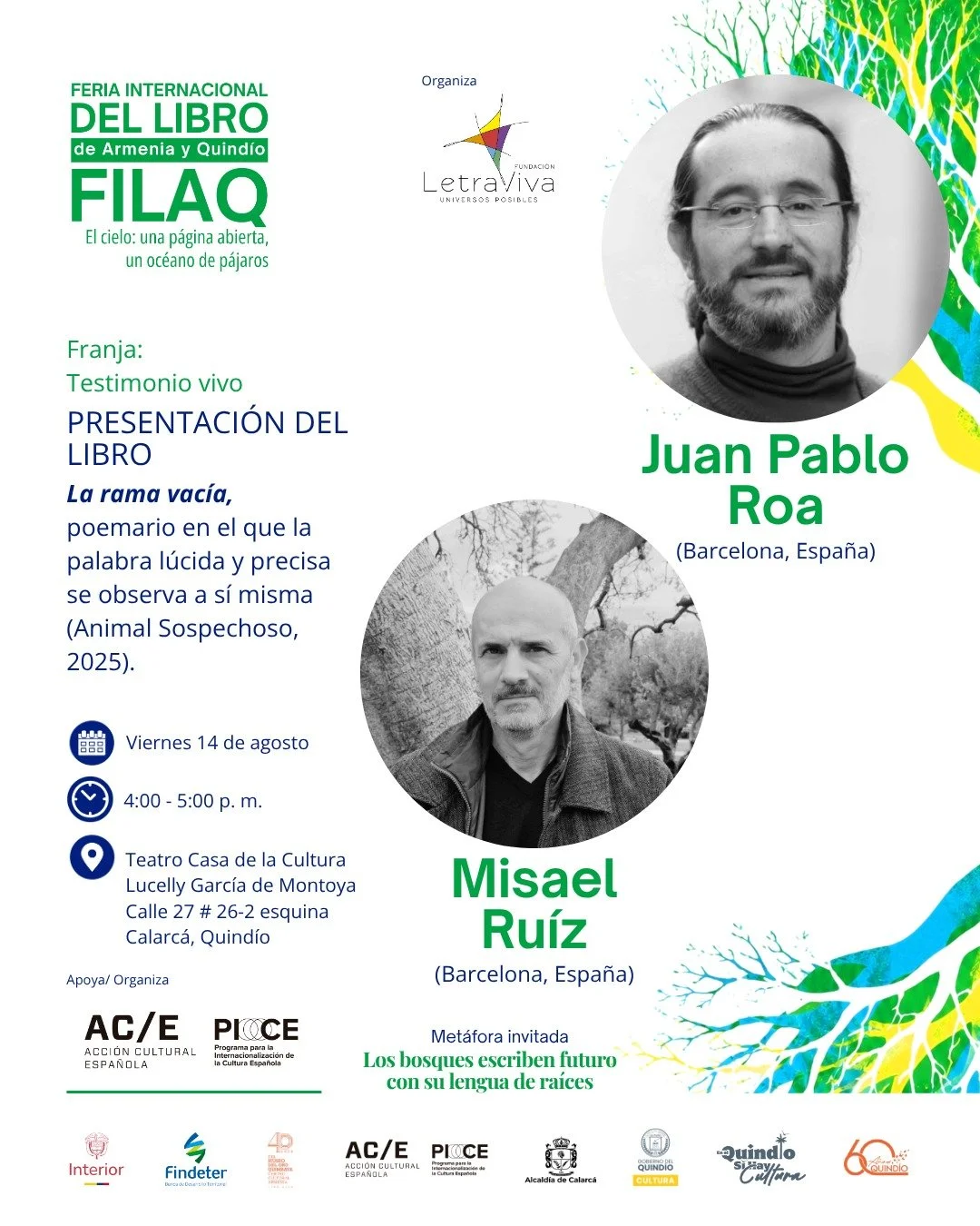 Presentación de libro “La rama vacía” (Animal Sospechoso 2025).      Misael Ruiz Albarracín acompañado de    Juan Pablo Roa 