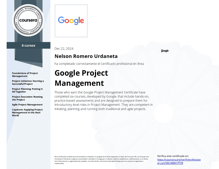 Certificado de Project Management