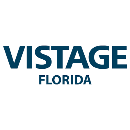 Vistage Florida logo in blue text on a white background.