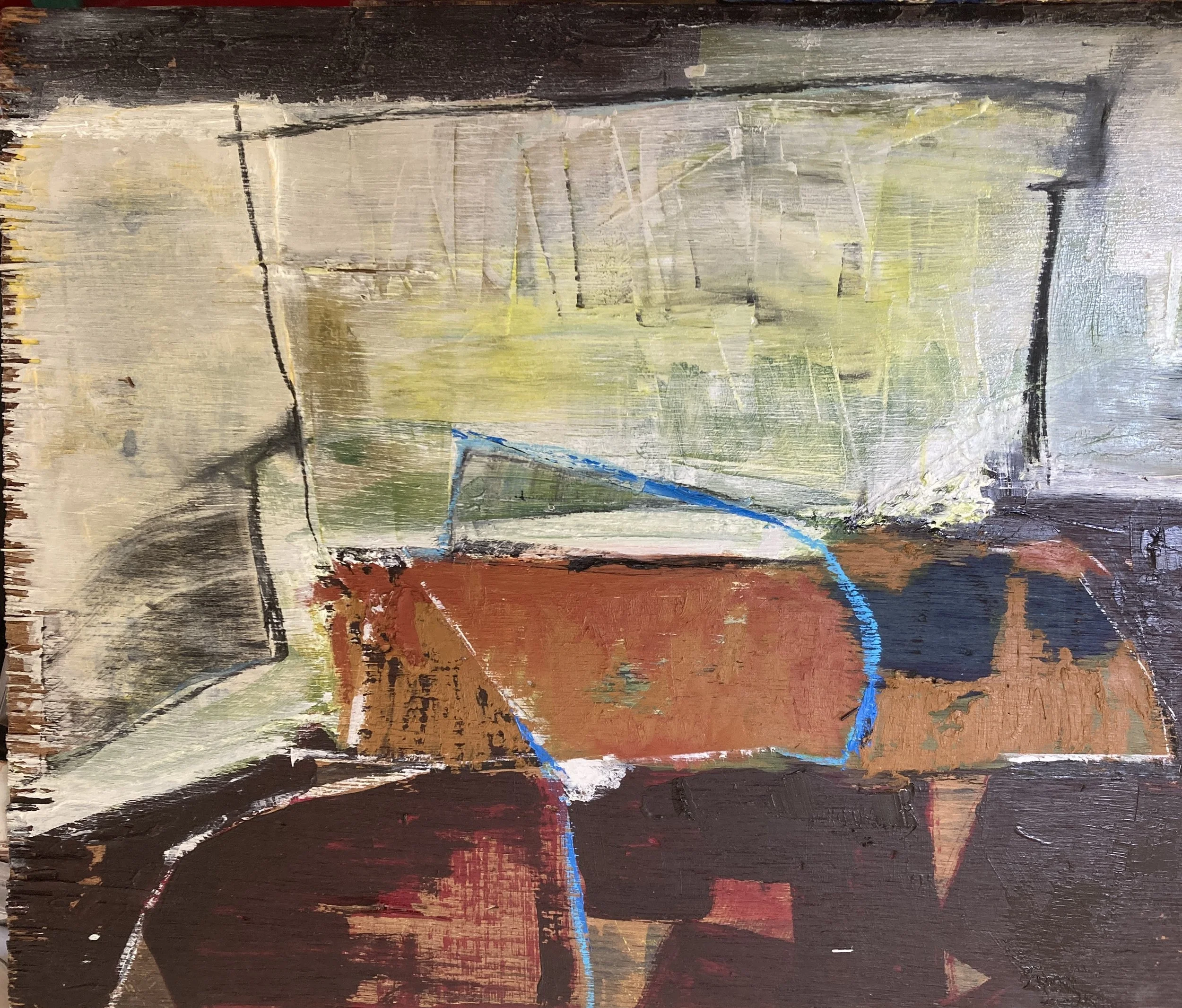 Monument, 2026
Oil paint and oil stick on wood, 45x41cm
