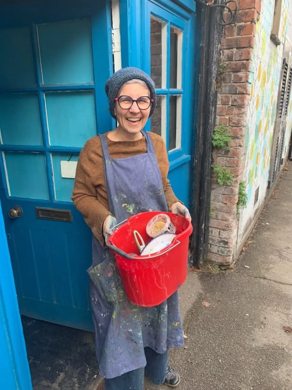 Caught blue-handed coming out of the studio today.