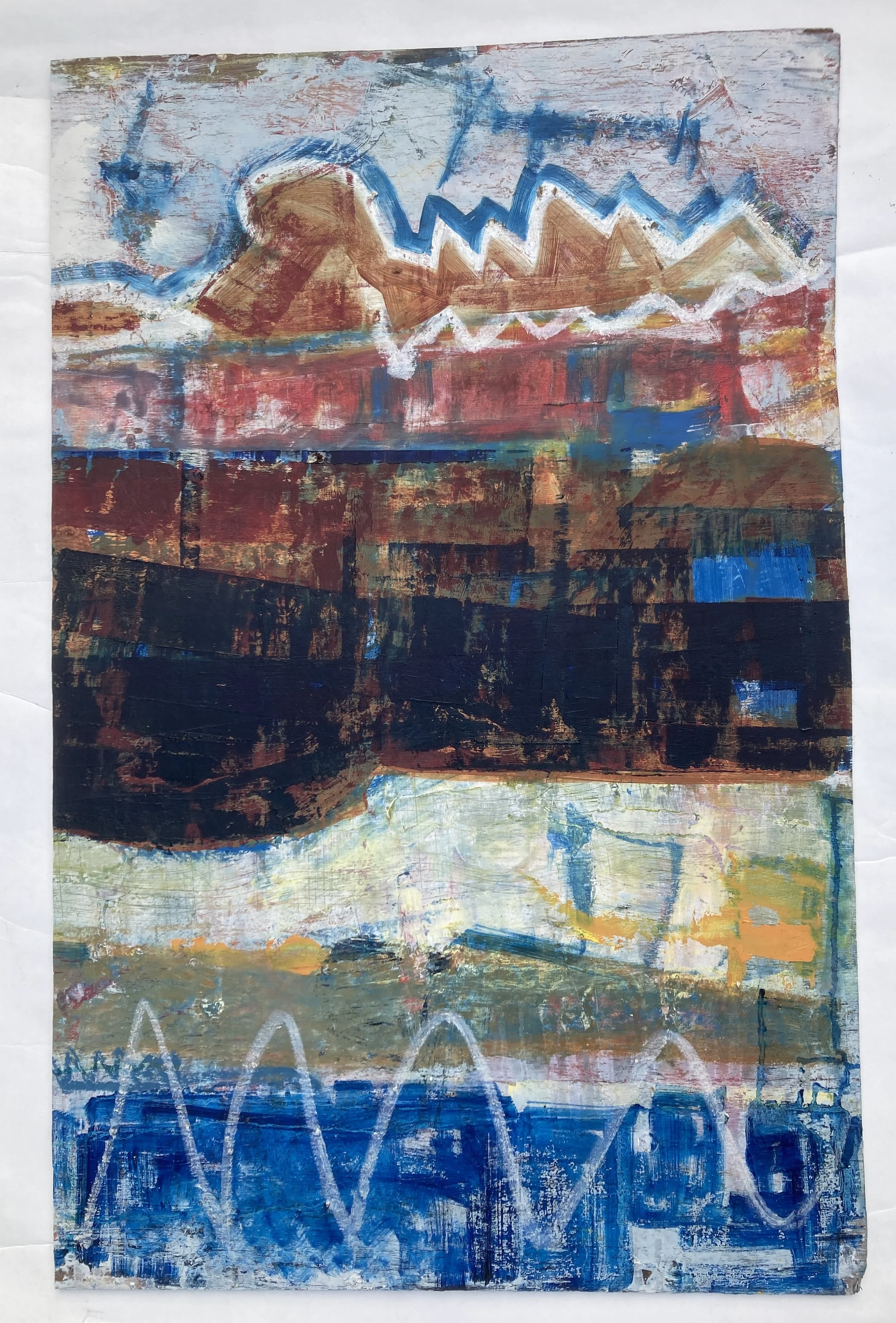 From the hill, 2026
Oil paint and oil stick on wood, 50x85cm