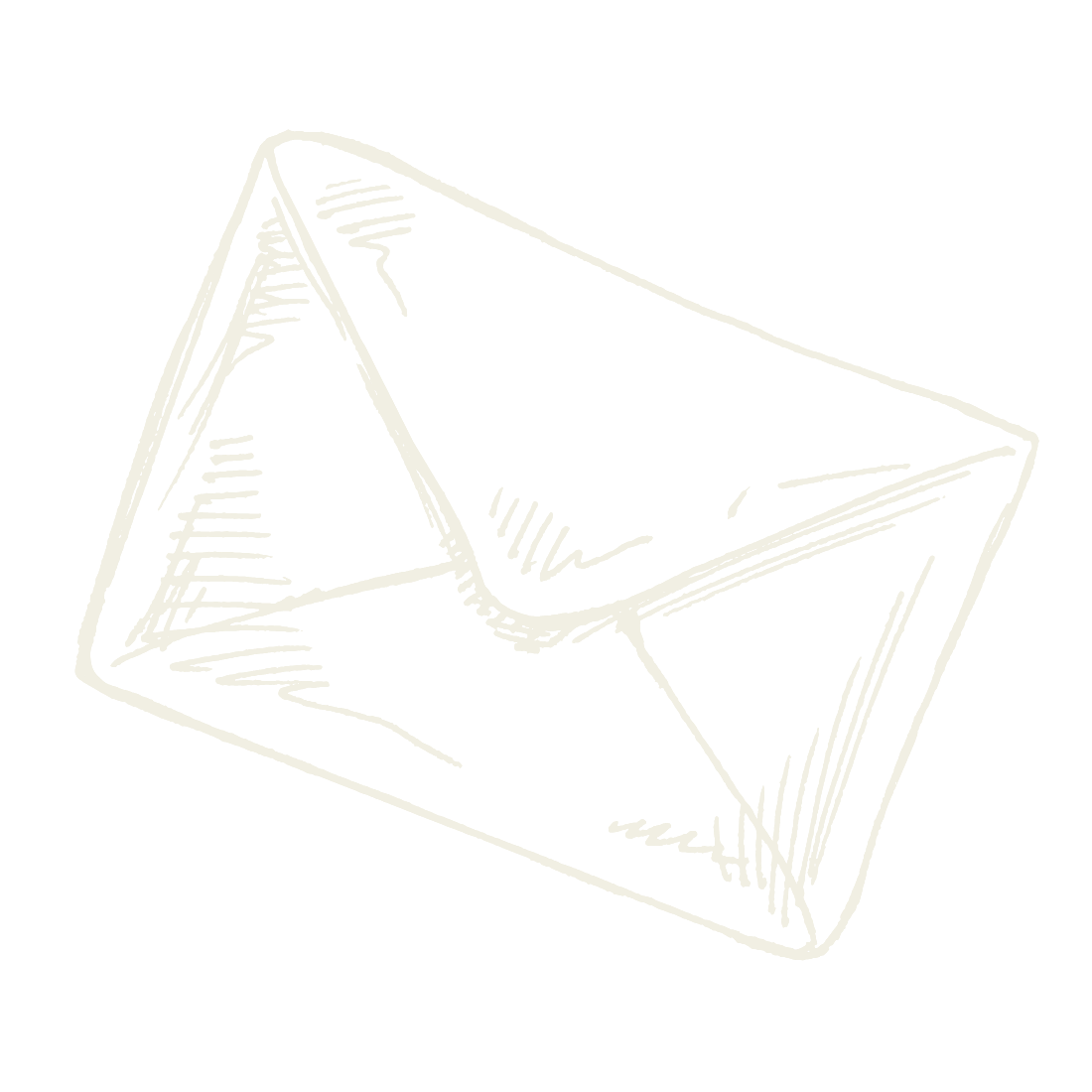 Line drawing of an open paper envelope on a black background.