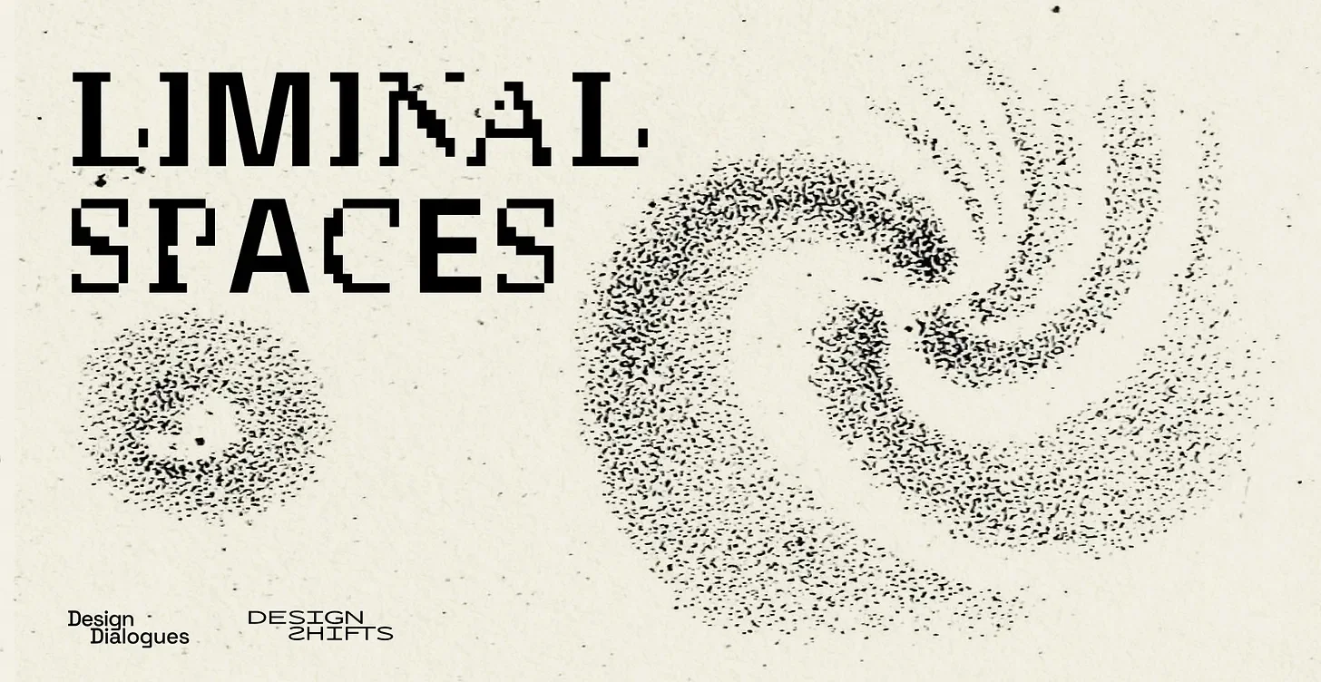 beige background with space elements. the text Liminal Spaces is shown