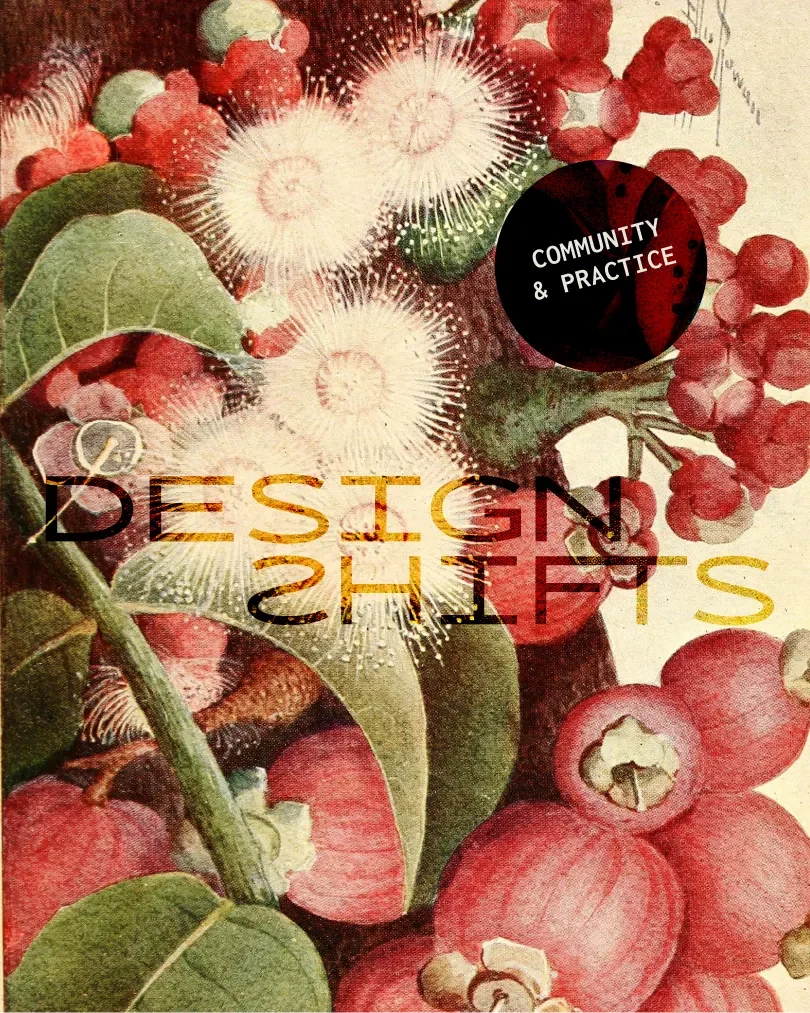 flowing images with the designshifts logo and a tag that says practice and community