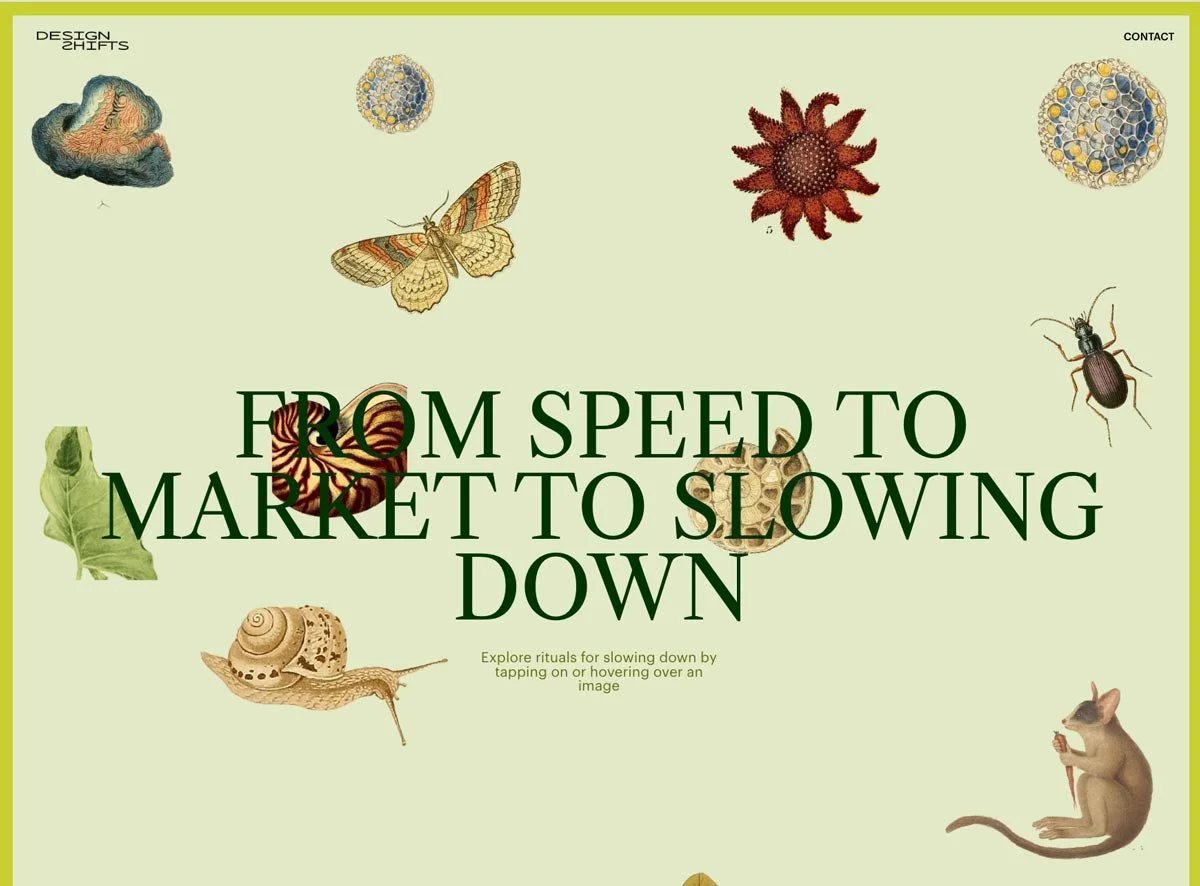 a screenshot from the website that shows rituals for slower living