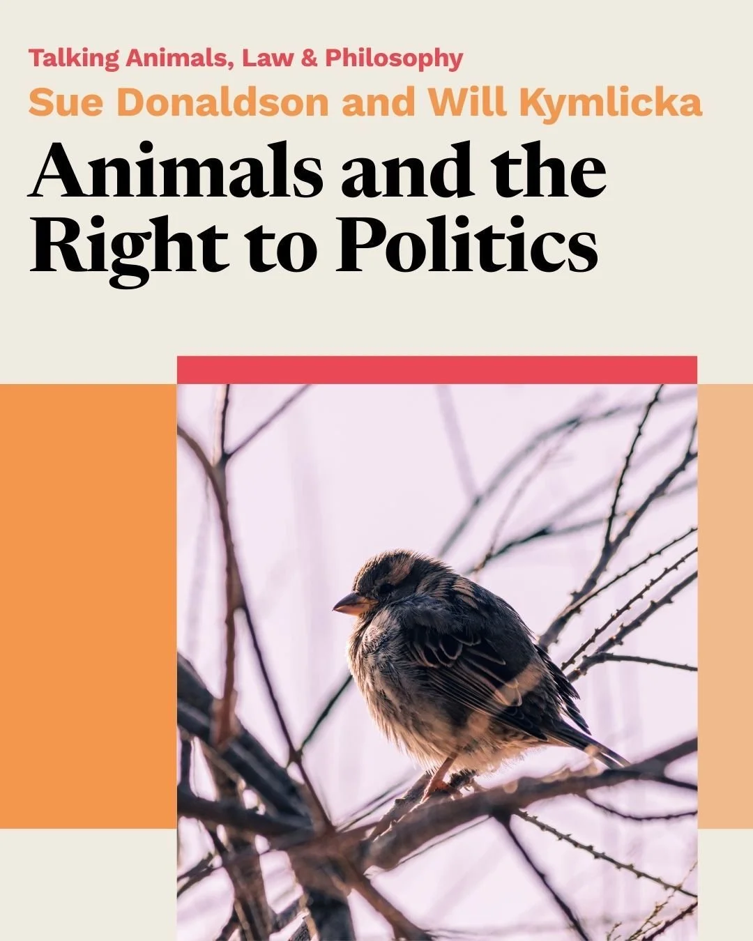 Don't miss our first Talking Animals presentation of the term! 🐦&zwj;⬛

Today, 27th January, Sue Donaldson (Research Associate at Queen&rsquo;s University) and Will Kymlicka (Professor of Political Philosophy at Queen&rsquo;s University) will discus