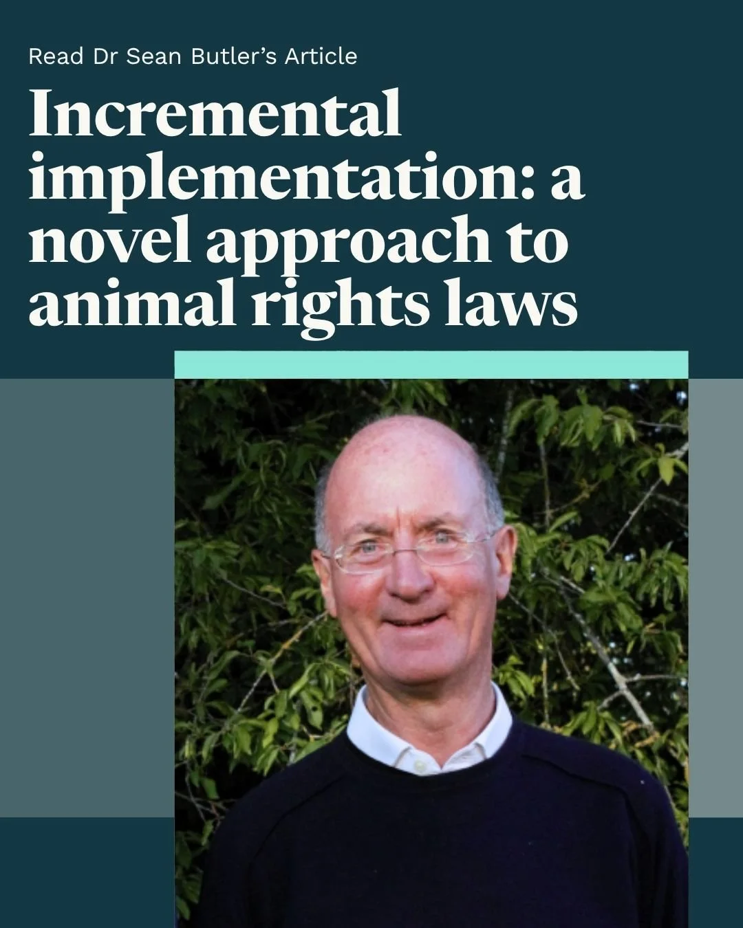 Our Centre's Co-Director Sean Butler recently wrote a piece titled 'Incremental implementation: a novel approach to animal rights laws'. 

The article proposes suggestions for legislation that could amount to steady and purposeful progress in animal 