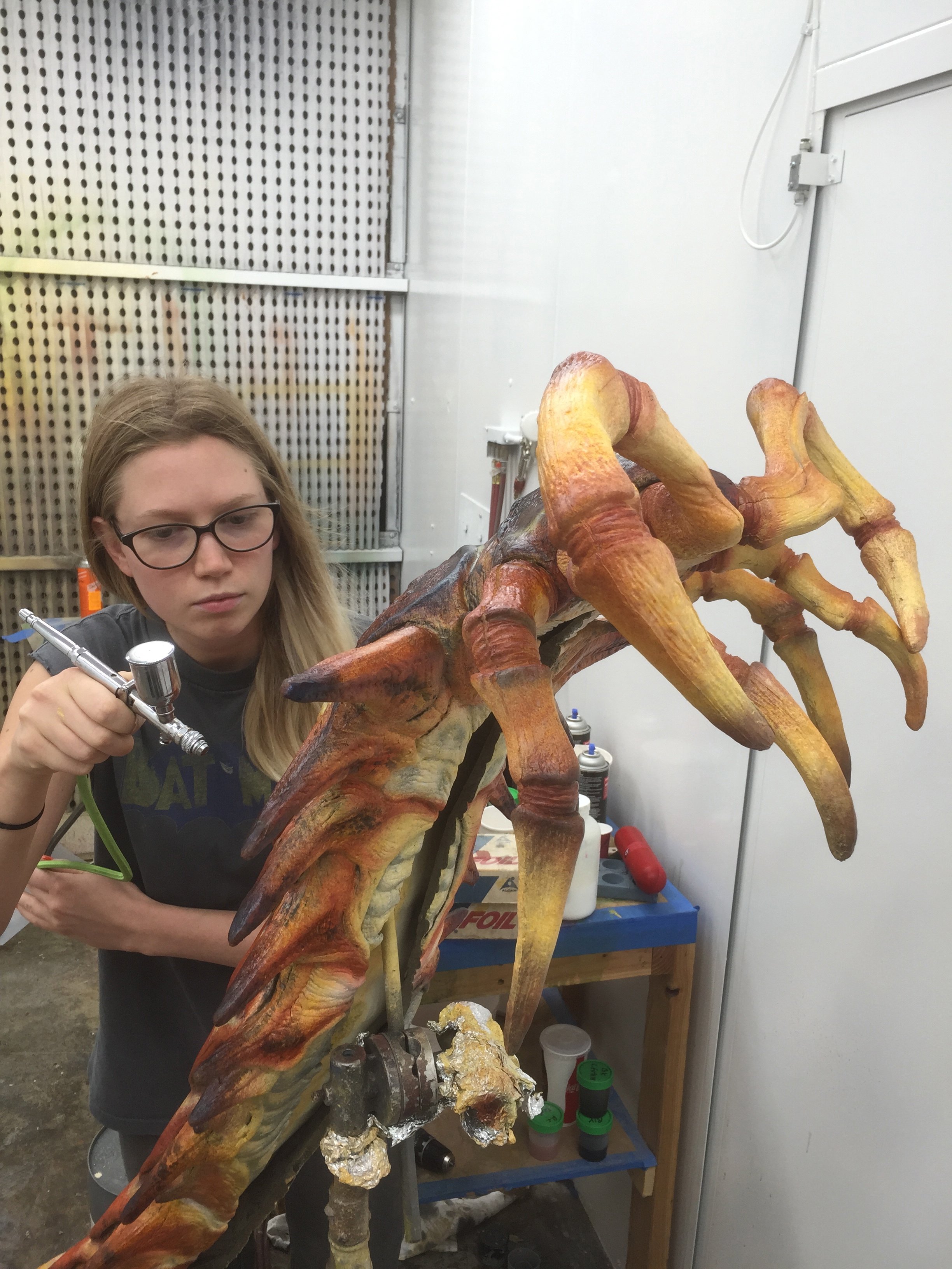 Painting animatronic puppet for 'Invasion Zone' at Legacy Effects