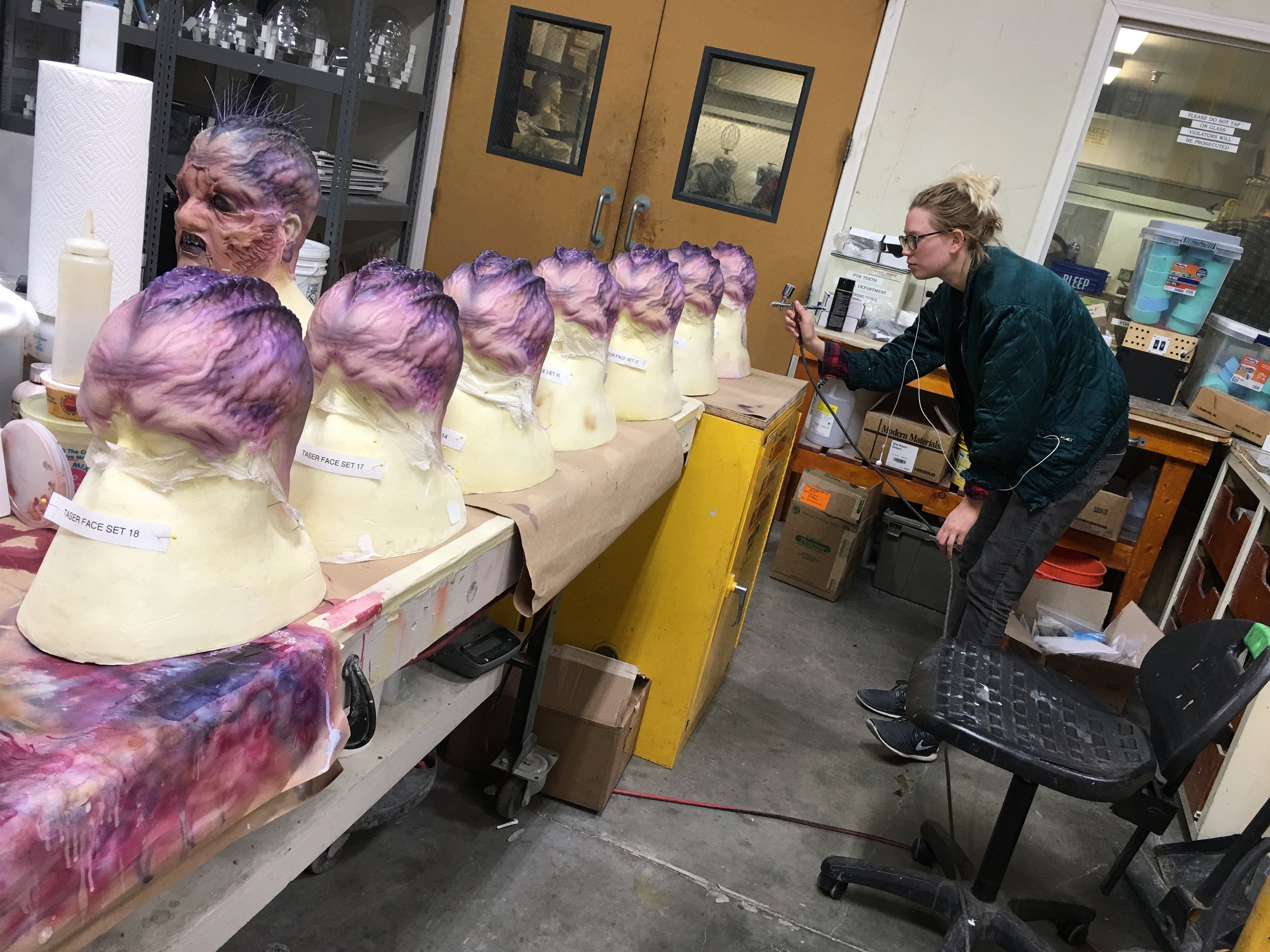 Guardians of the Galaxy vol. 2, I pre-painted prosthetic makeups for the Ravager character and Taserface at Legacy Effects
