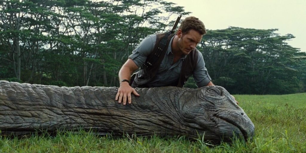 From the movie Jurrasic World, where I helped sculpt and mold this apatasaurus animatronic puppet