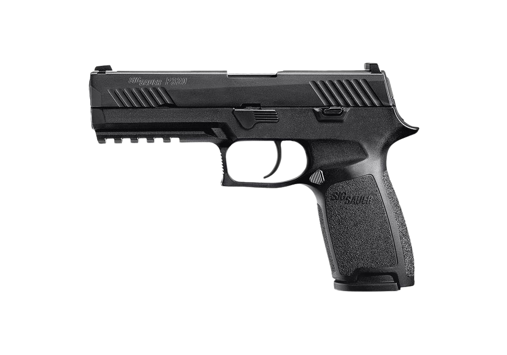 A black semi-automatic handgun with the brand name "SubSaurus" embossed on the grip, positioned against a black background.