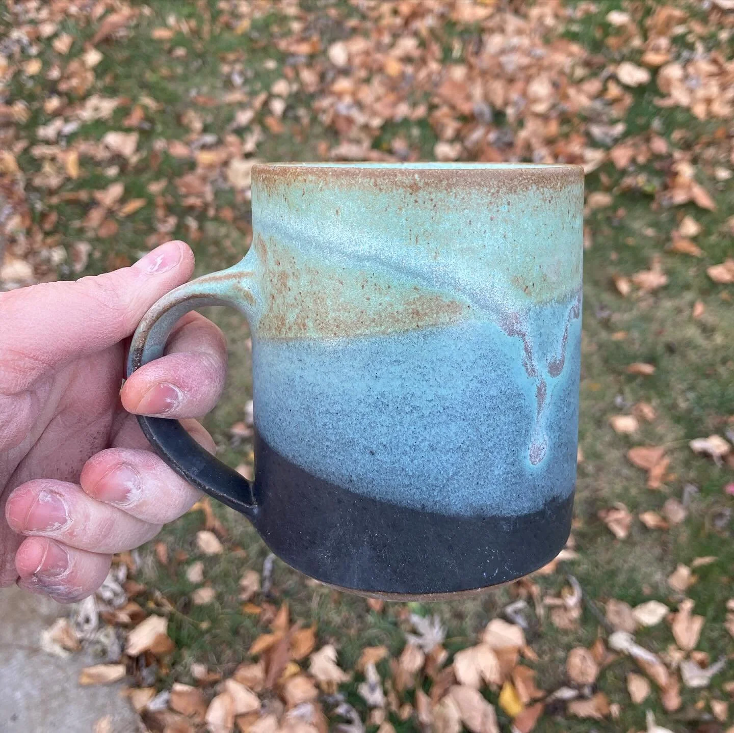 Pardon my crusty dusty clay hands, but I&rsquo;m here to tell you that this showstopper of a mug and *lots* more will be for sale at the @clawsonclayguild&rsquo;s holiday market on November 15th and 16th! Details below 👇🏻

🔹Fri, Nov 15th 7pm-10pm 