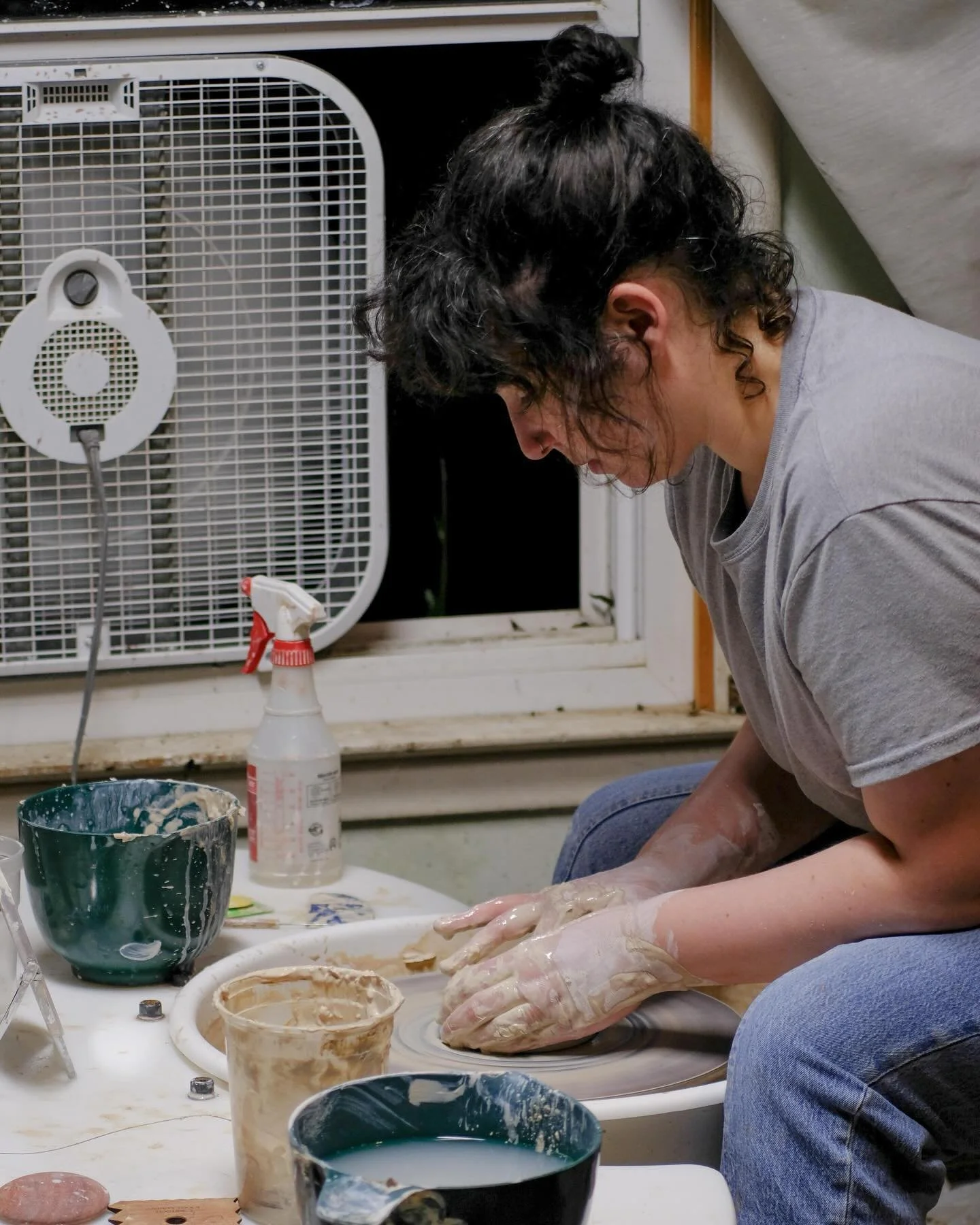 All of my pottery is made on this vintage Shimpo RK-2 (which I decked out with a large worktable and bigger splash pan 💅🏻)

This wheel is heavily infused with good juju because it&rsquo;s a hand-me-down from @maxines_catering, a close friend of my 
