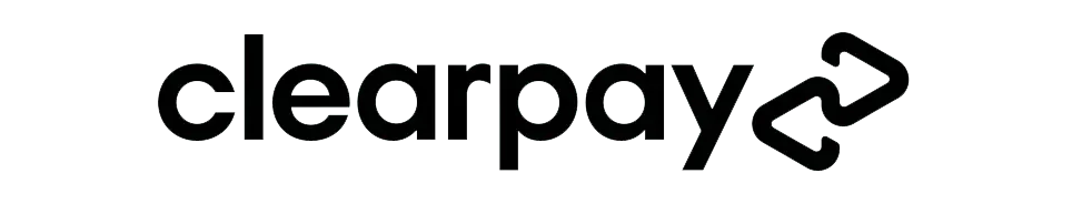 ClearPay logo with black text and a black arrow symbol.