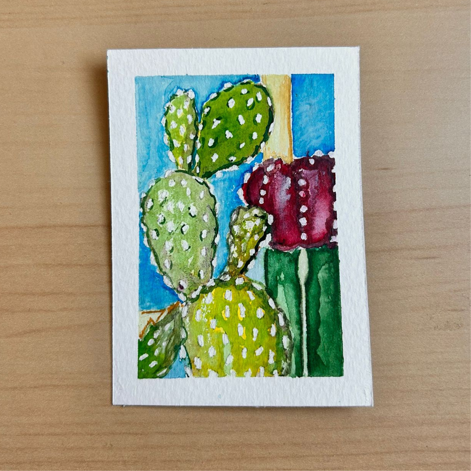 Cactus Flower ACEO 2.5inch x 3.5inch watercolour painting.png