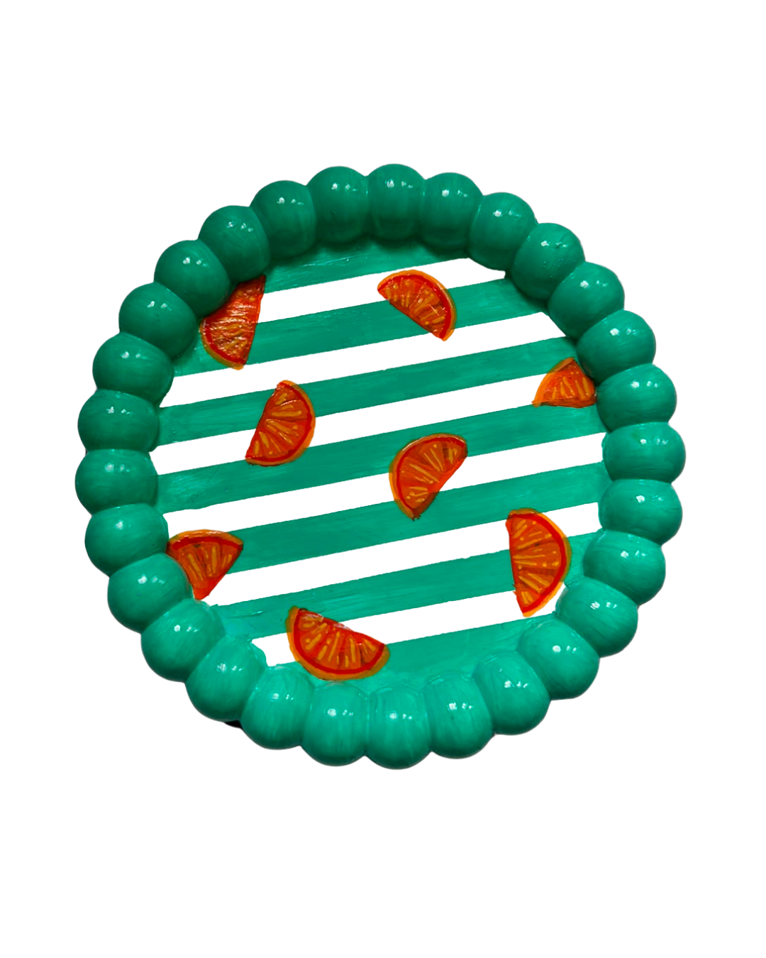 Citrus Club Bubble Tray | Handmade Teal Orange-Slice Tray