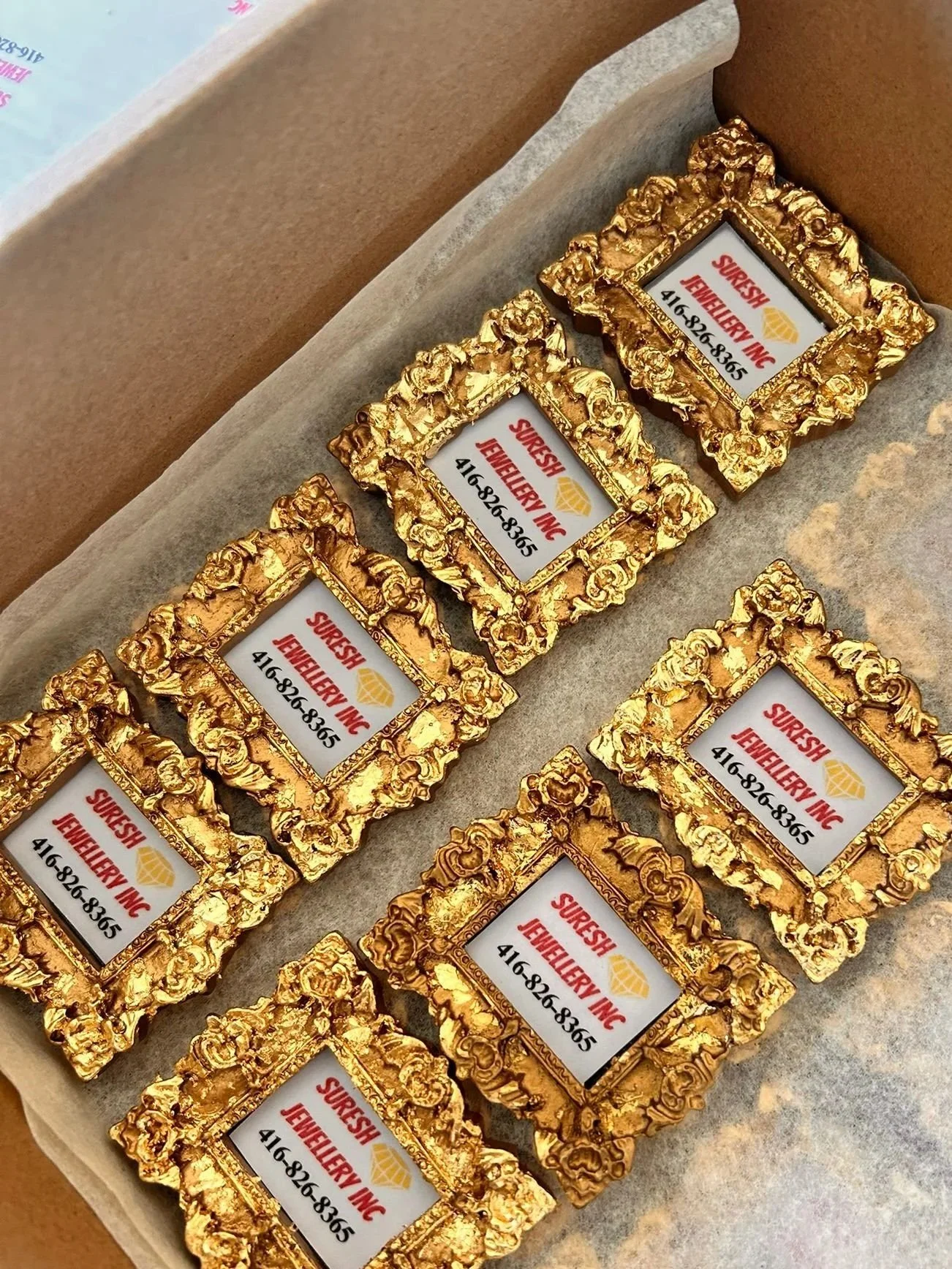 gold foiled vintage frame magnets