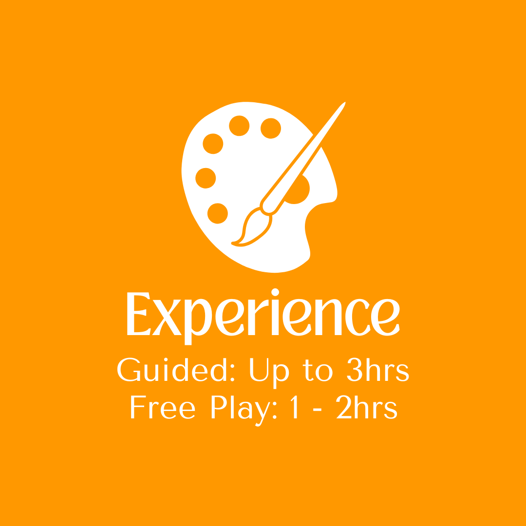 Guided Sim.err Art Bar experiences last up to three hours, while Free Play experiences last one to two hours.