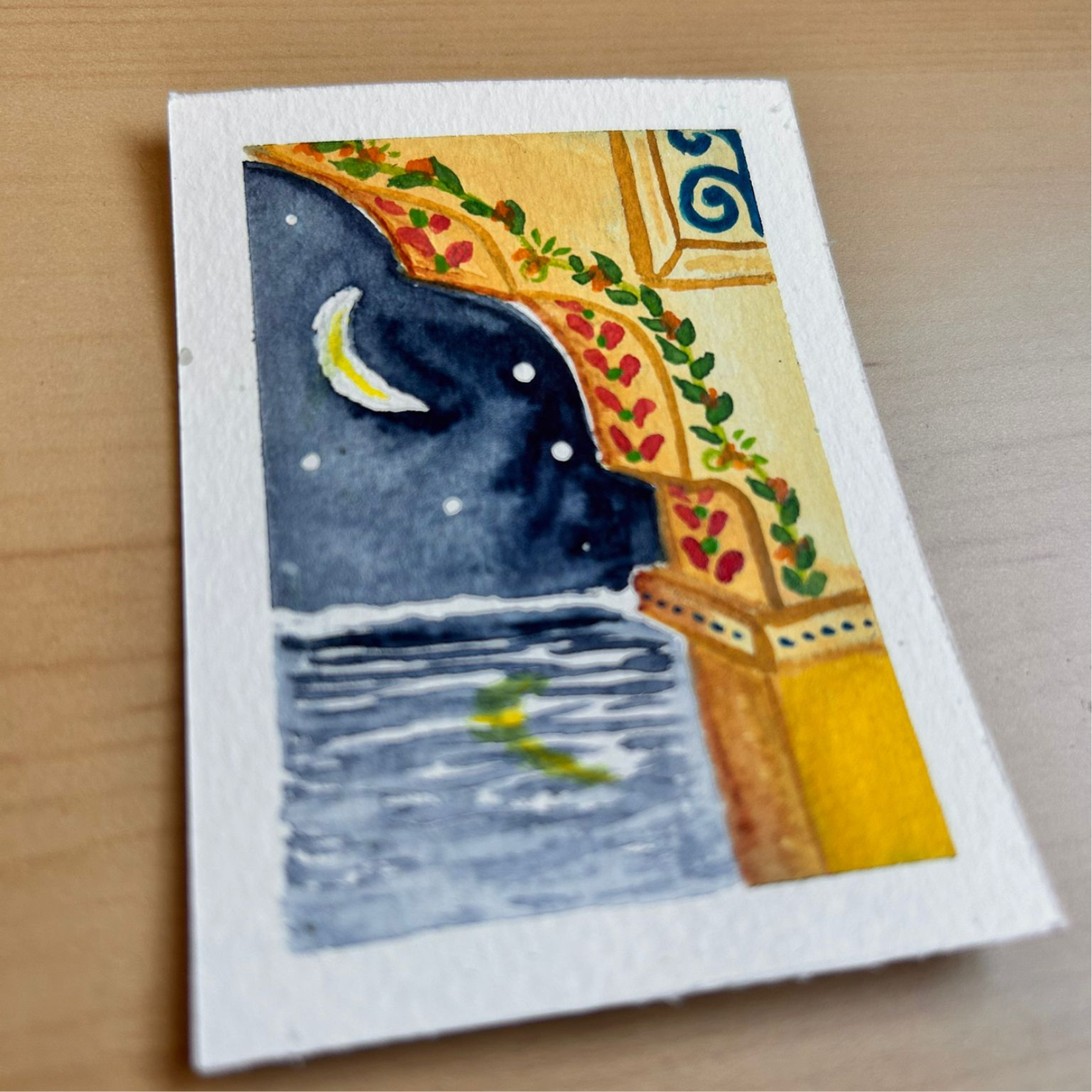 Zoomed In Midnight Moon ACEO 2.5inch x 3.5inch watercolour painting.png