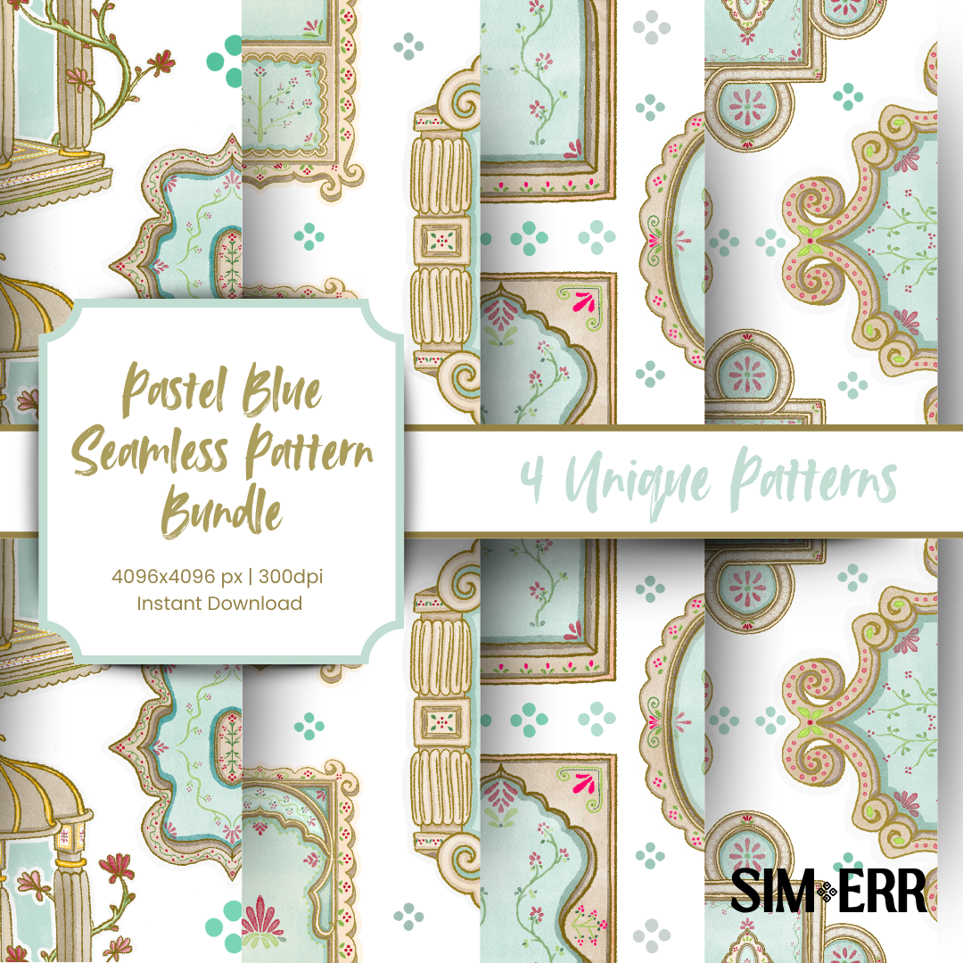 Pastel Blue Seamless Pattern Bundle Digital Download.png