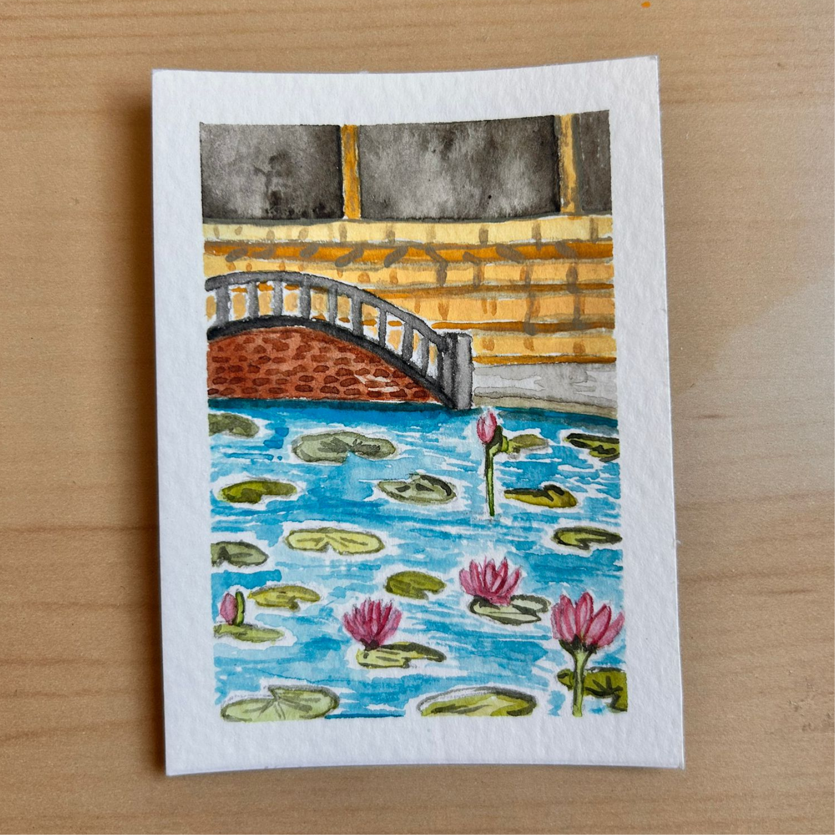 Meditation by Lotus ACEO 2.5inch x 3.5inch watercolour painting.png