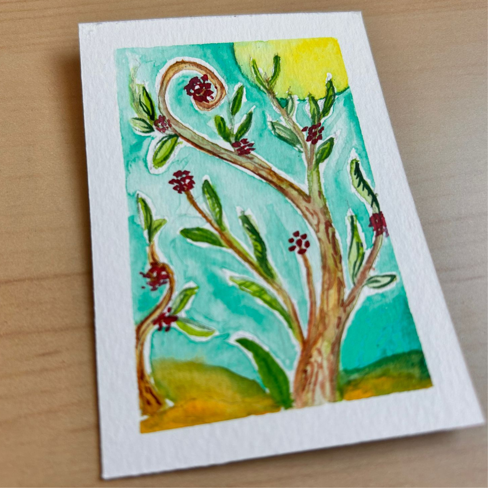 Zoomed In Underwater Plant ACEO 2.5inch x 3.5inch watercolour painting.png