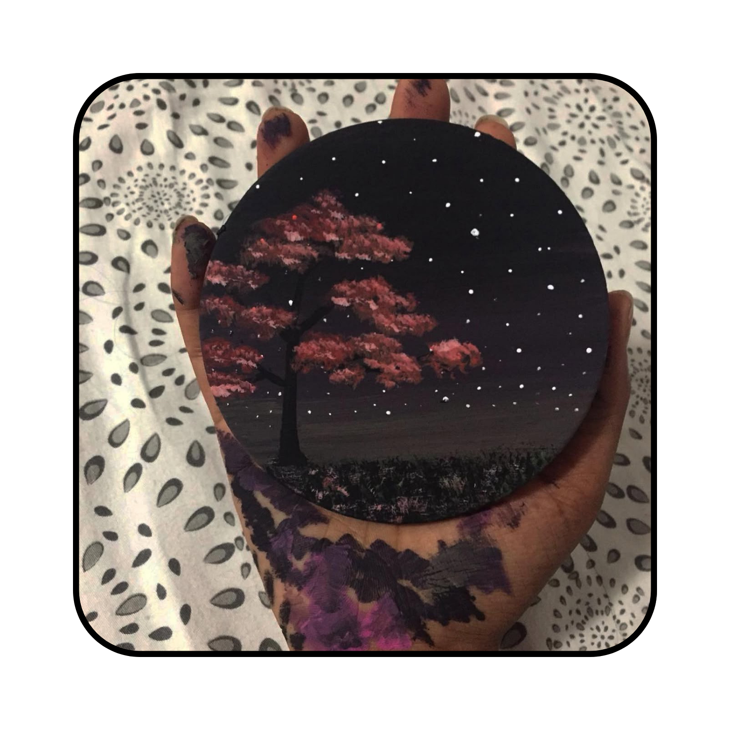 Acrylic on top of a Candle Jar Cover