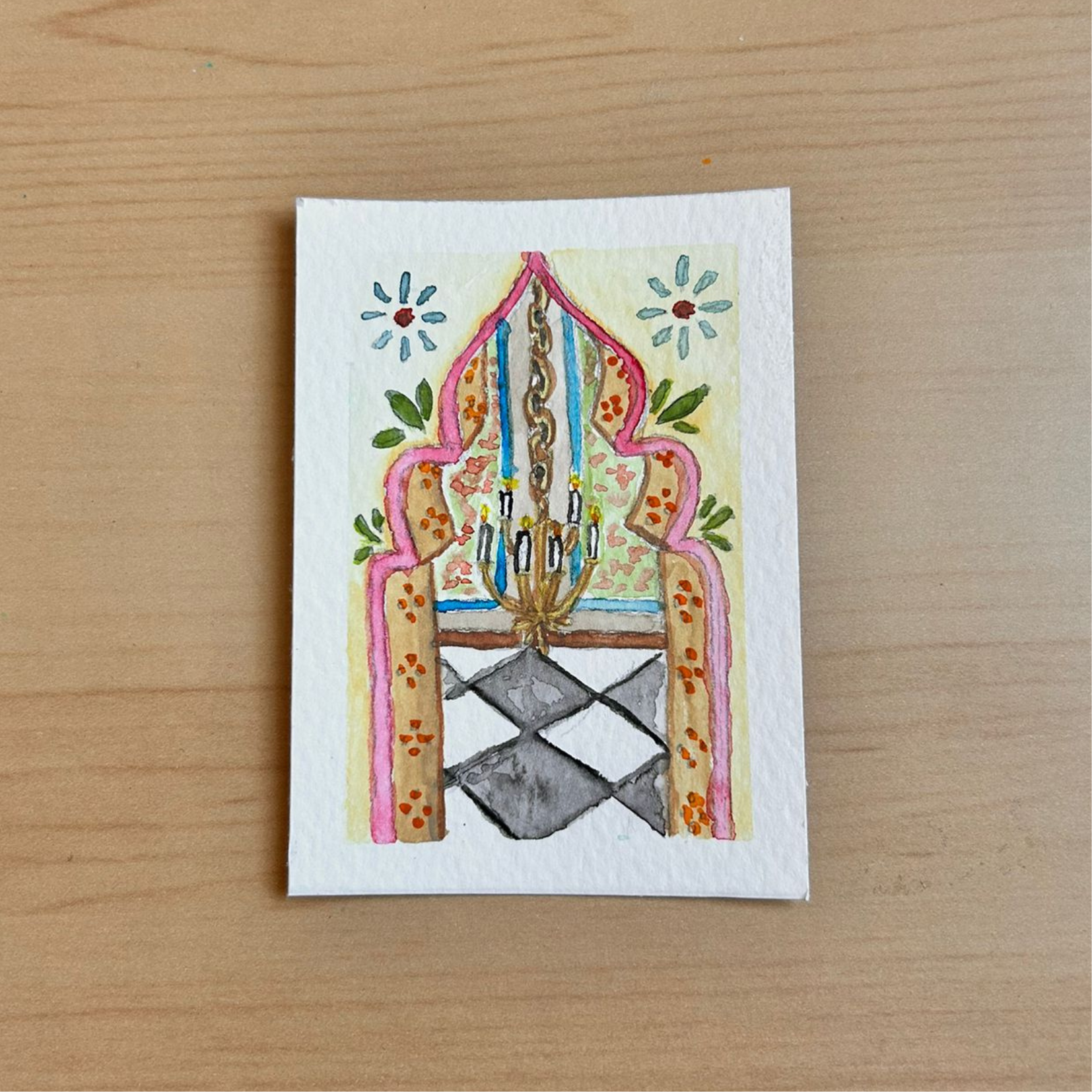 The chandelier ACEO 2.5inch x 3.5inch watercolour painting.png