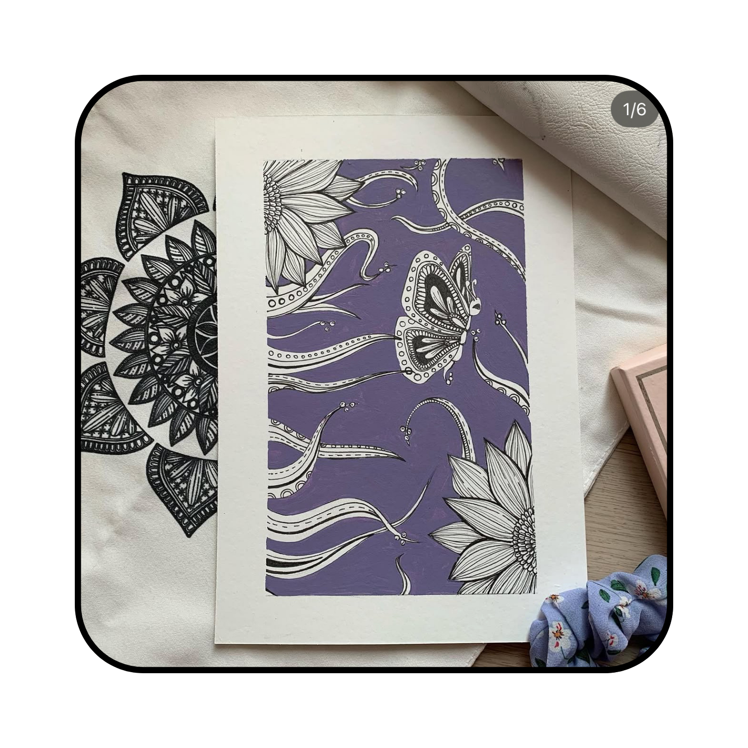 Acrylic Paint and Ink Pen on Canvas Paper