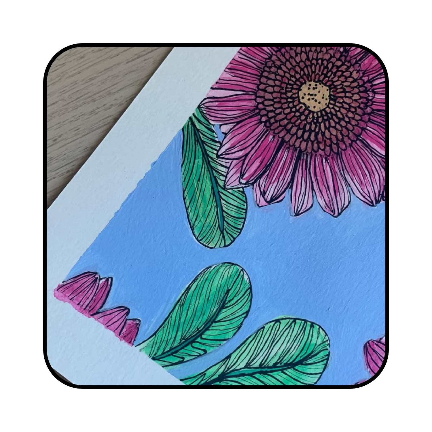 acrylic and pen on Canvas Paper