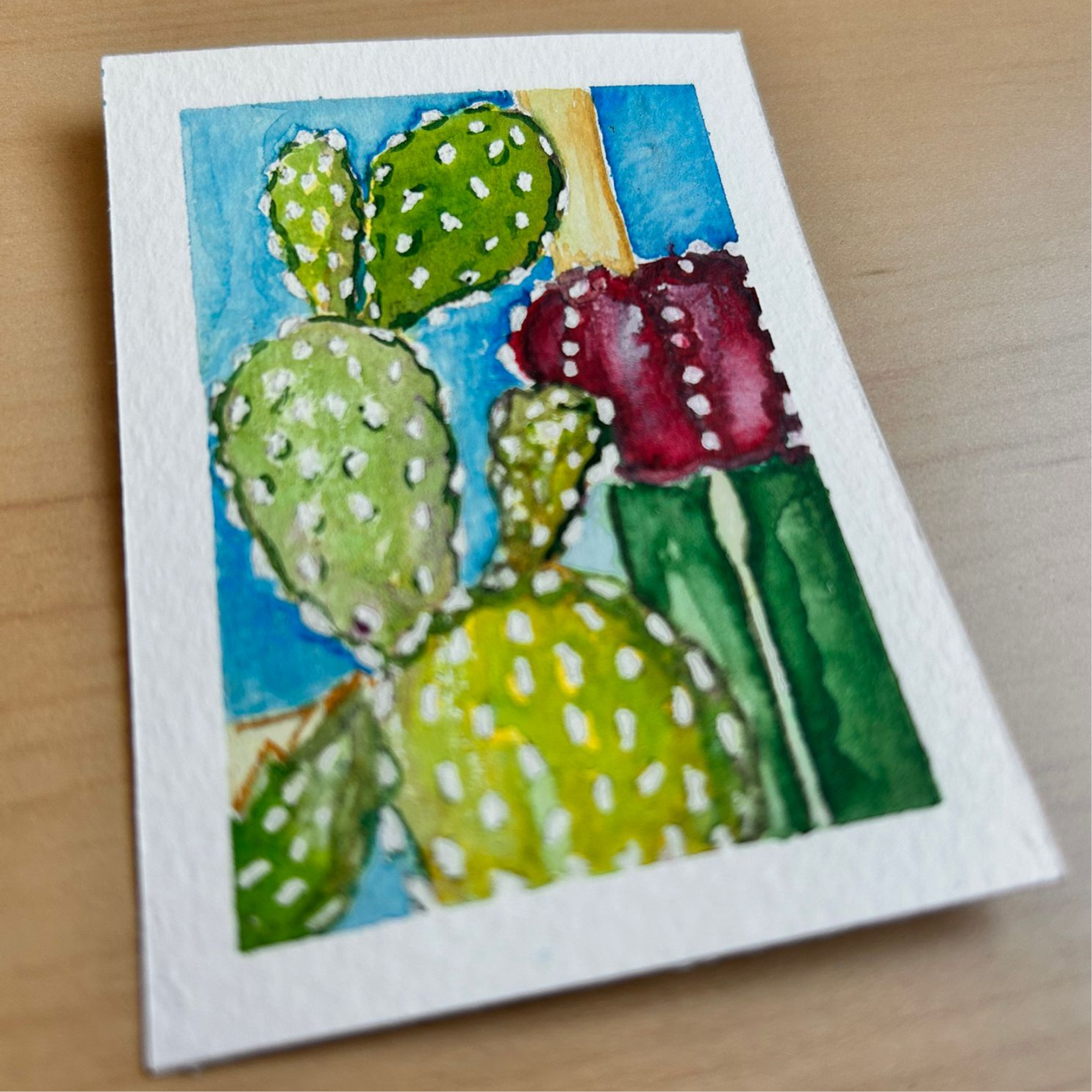 Zoomed In Cactus Flower ACEO 2.5inch x 3.5inch watercolour painting.png
