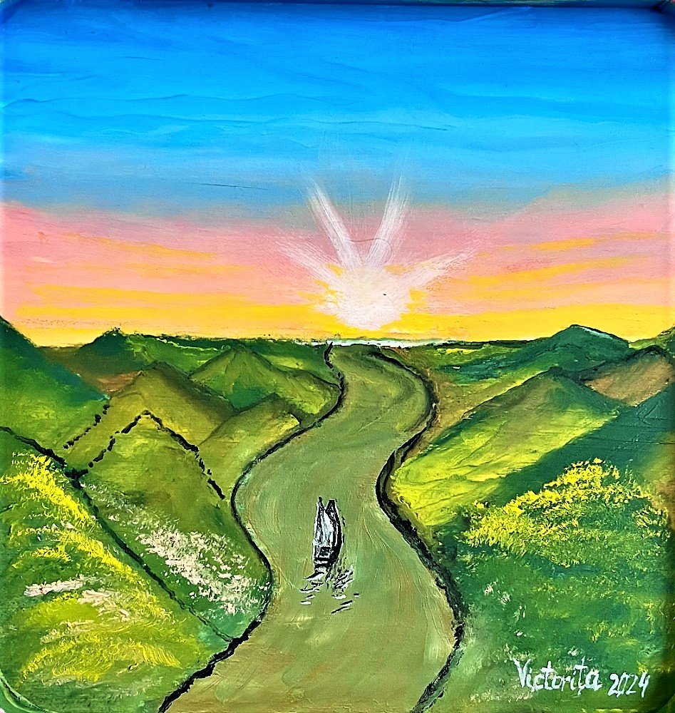 Navigate with faith, oil on wood panel, 9x9", 2024