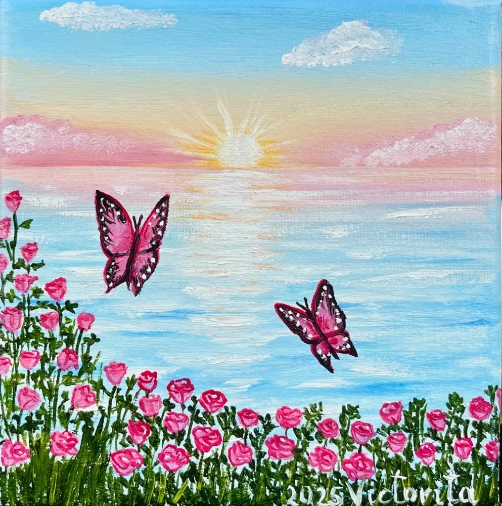 Whispers of a new dawn, oil on canvas, 6x6", 2025
