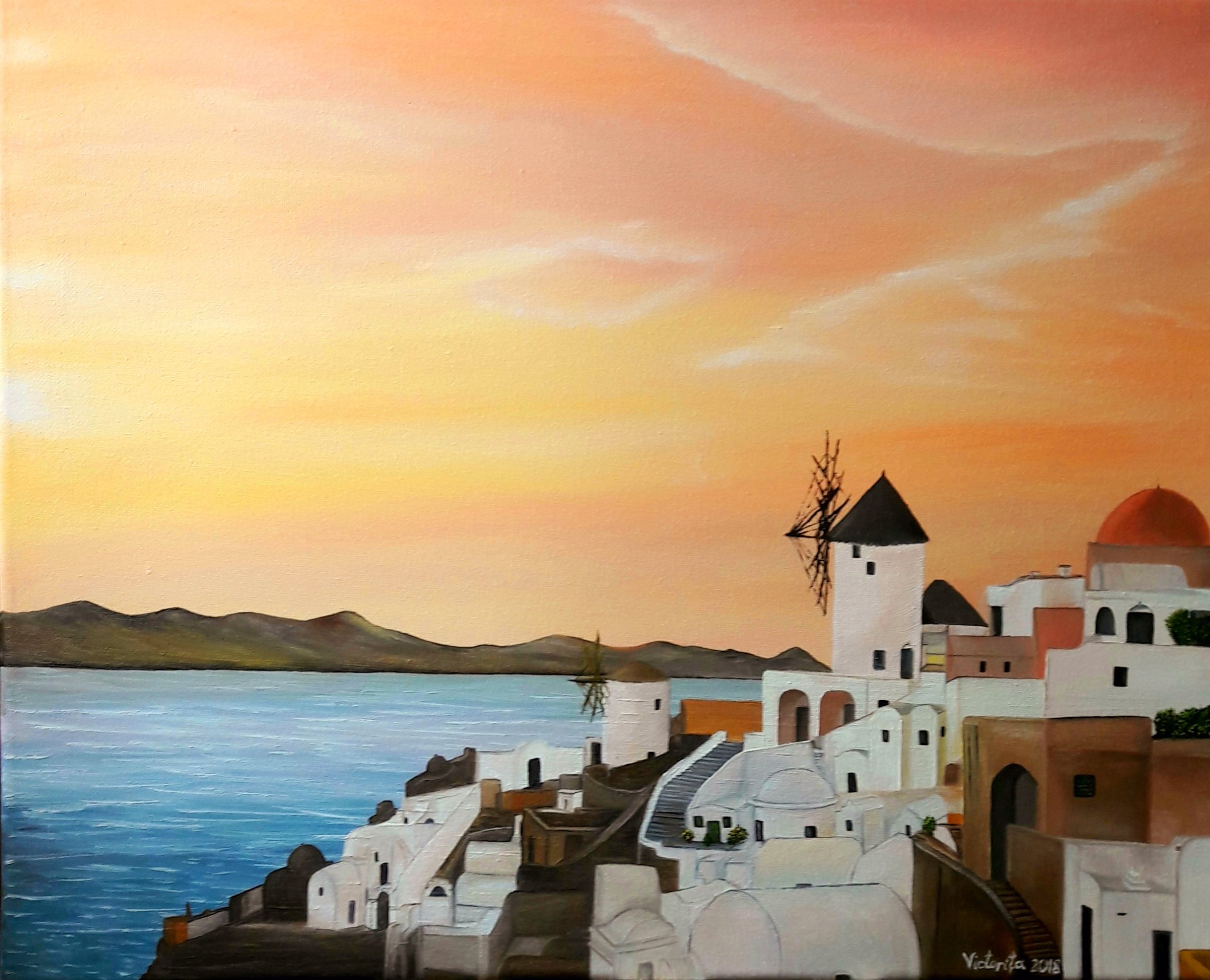 Fiery sunset in Oia by Victoria Vasilescu 2018.jpg