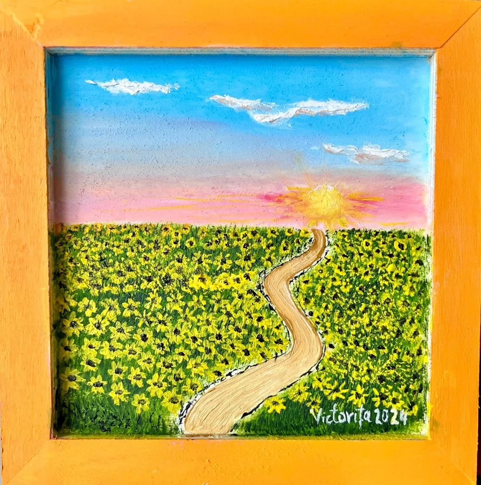 Follow your sun path, oil on wood canvas, 6x6", 2024