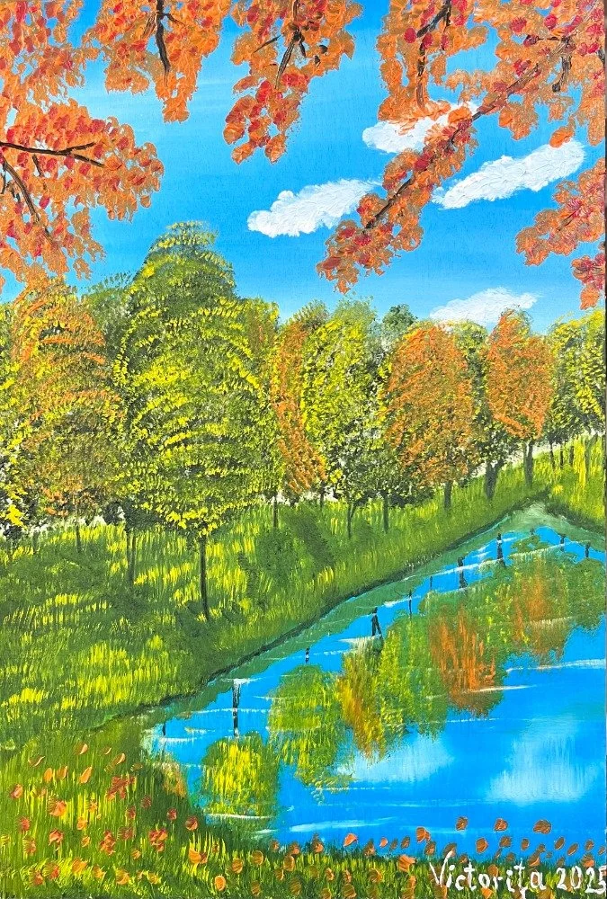 Beside Still Waters, oil on wood panel, 9x12", 2025