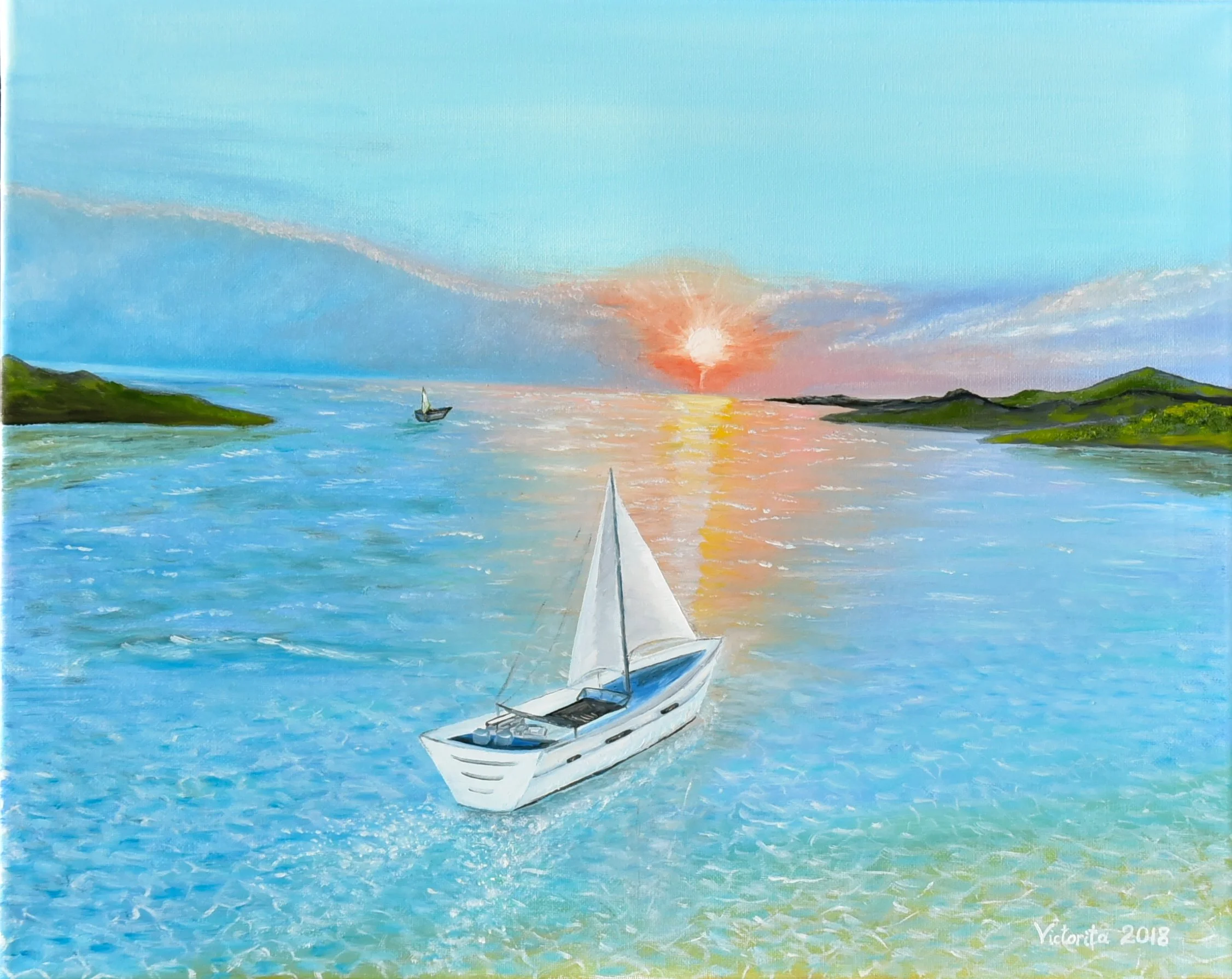 Sailing to the sunrise, oil on canvas, 14x19", 2017