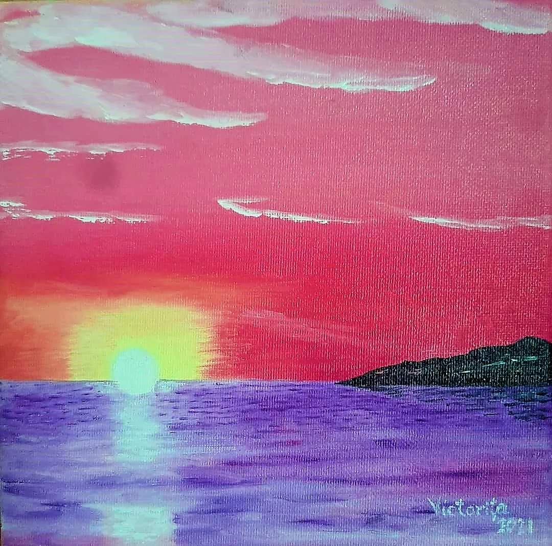 Divine sunset, oil on canvas, 6x6", 2021