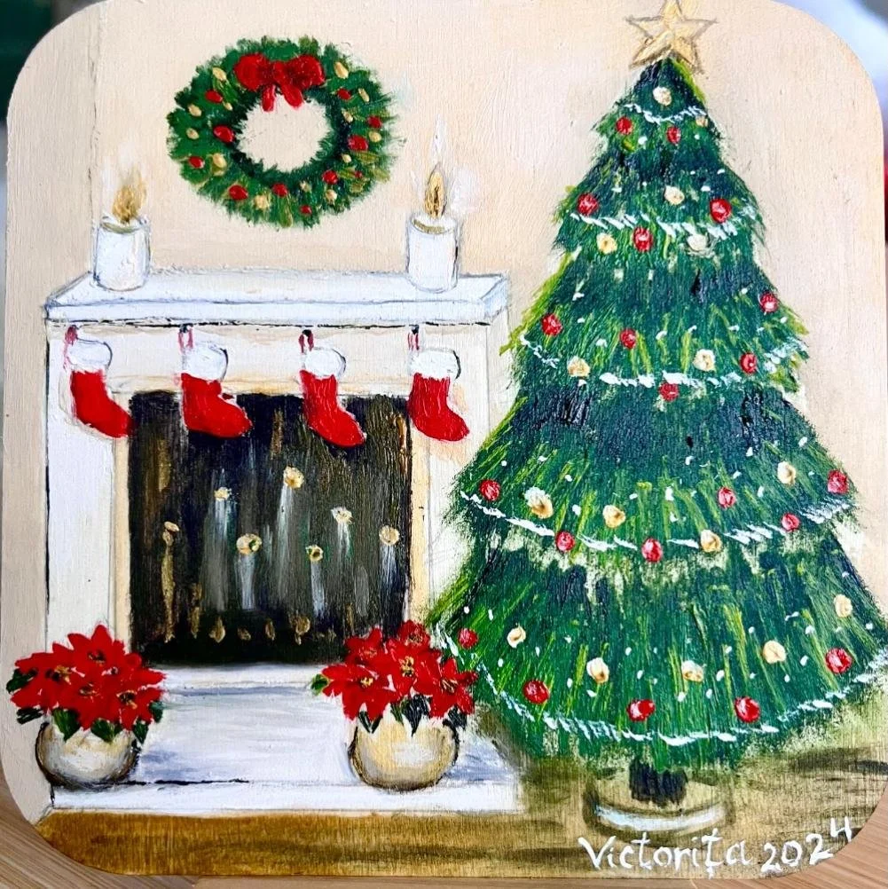 Holy Night, oil on wood panel, 6x6", 2024