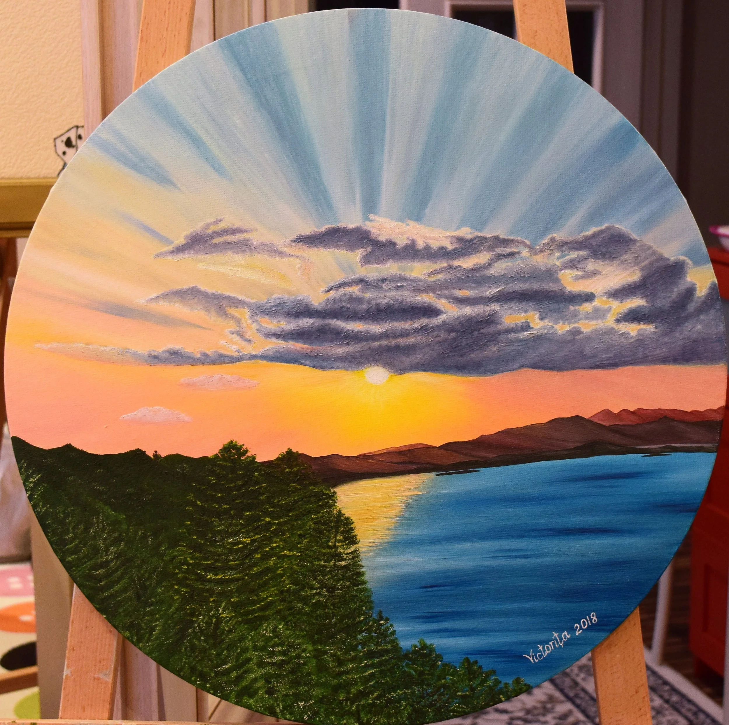 Dreamy sunset, oil on canvas, 18x18", 2018 