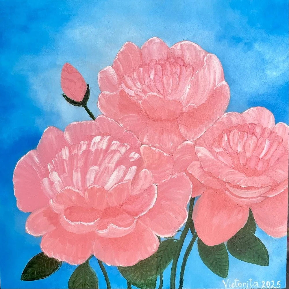 Grace in bloom, oil on wood panel, 12x12", 2025