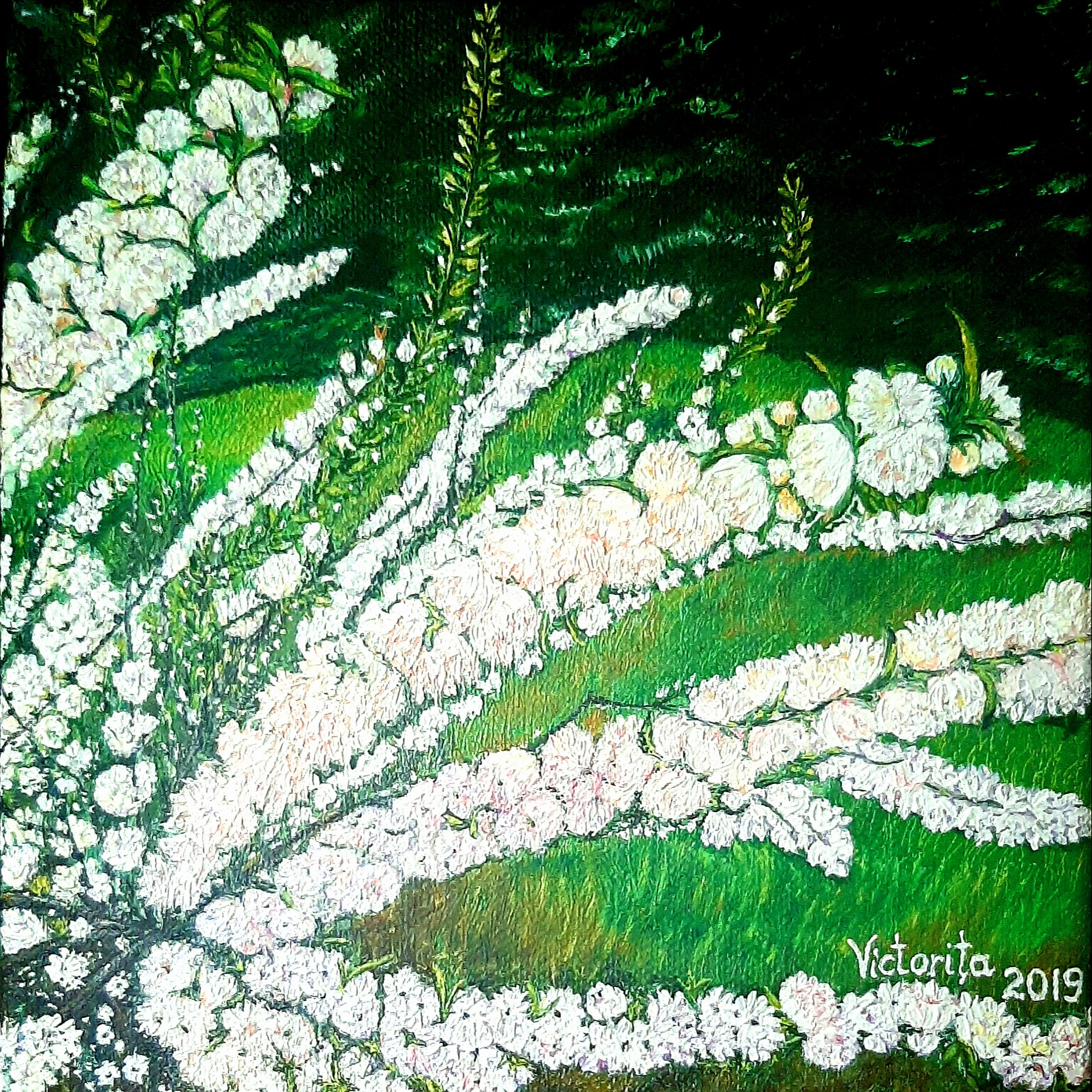Sakura blossom, oil on canvas, 10x10", 2019