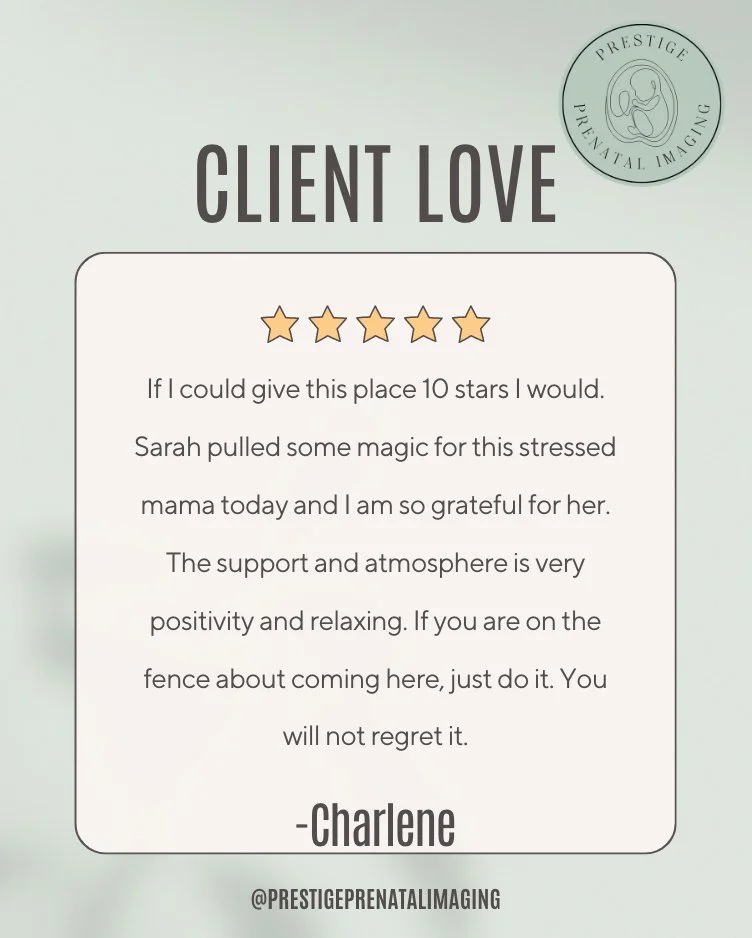 🌟 We&rsquo;re so thankful for every review we receive! 🌟

Your kind words truly mean the world to our small business. 💕 Reviews not only make our day, but they also help other expecting families discover Prestige Prenatal Imaging and feel confiden