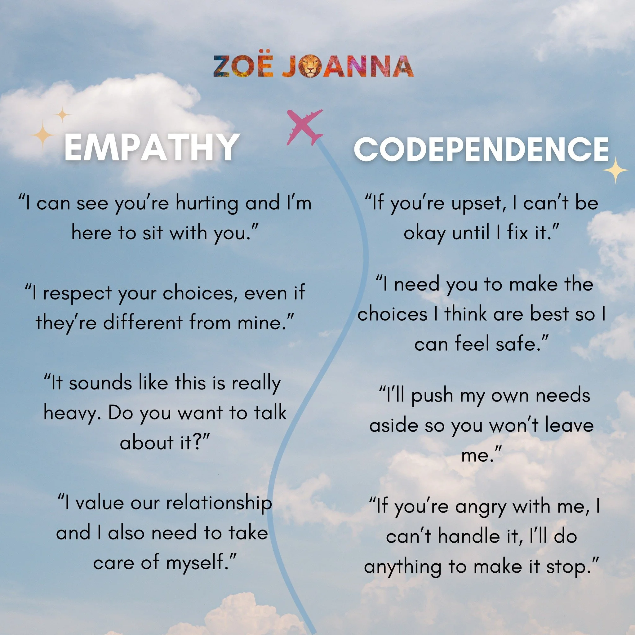 There&rsquo;s a big difference between empathy and codependence but when you&rsquo;ve grown up in environments where your worth depended on keeping others happy, it can be easy to confuse the two.

✨ Empathy means:
&ndash; I can listen without losing