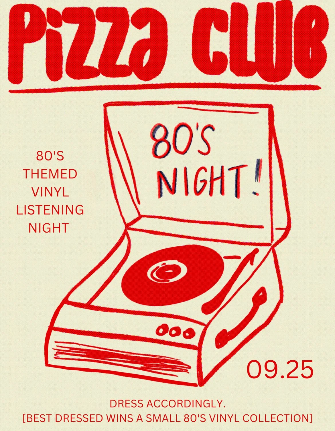 Pizza Club: 80’s Vinyl Listening Night