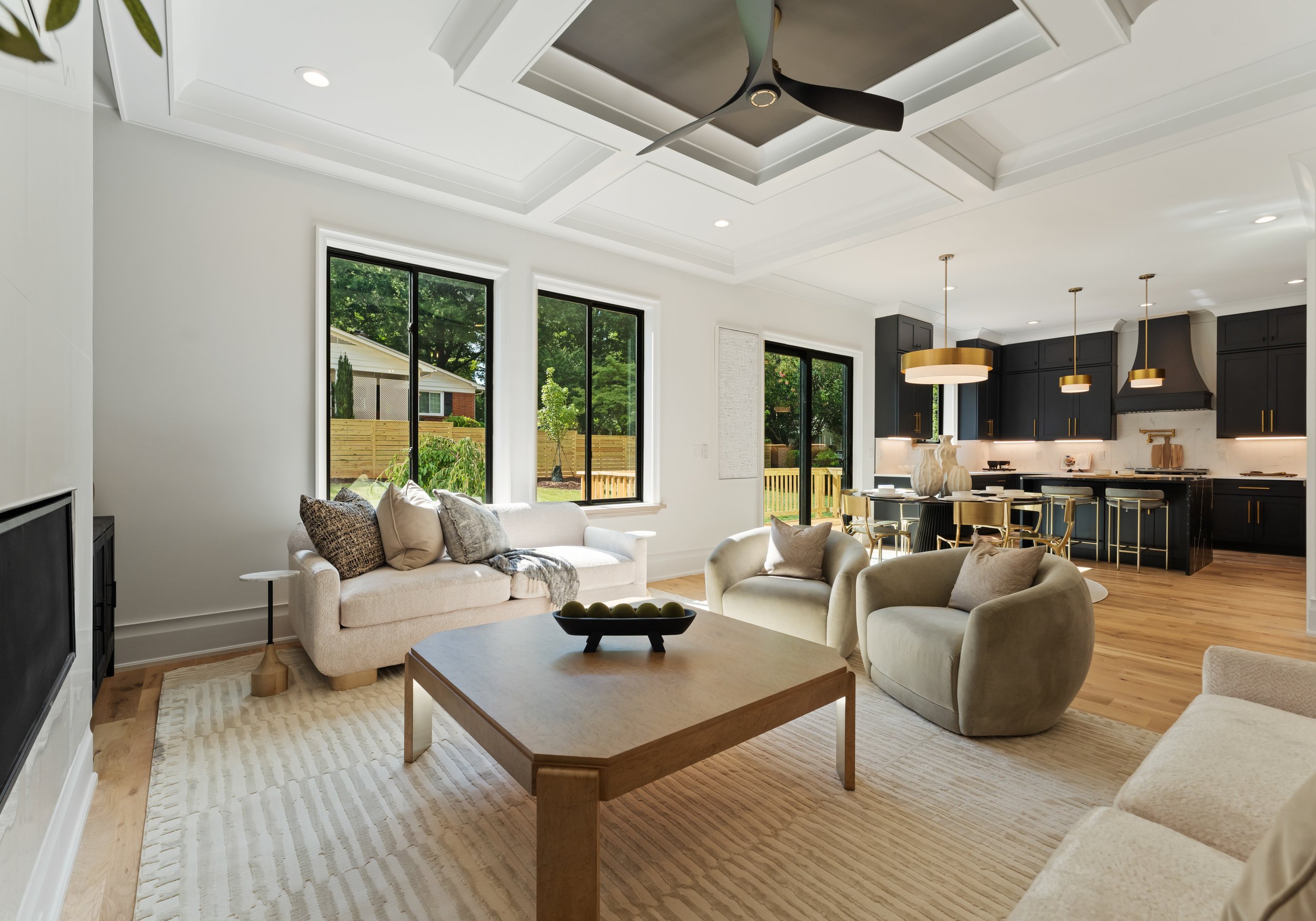 Modern neutral living space and kitchen