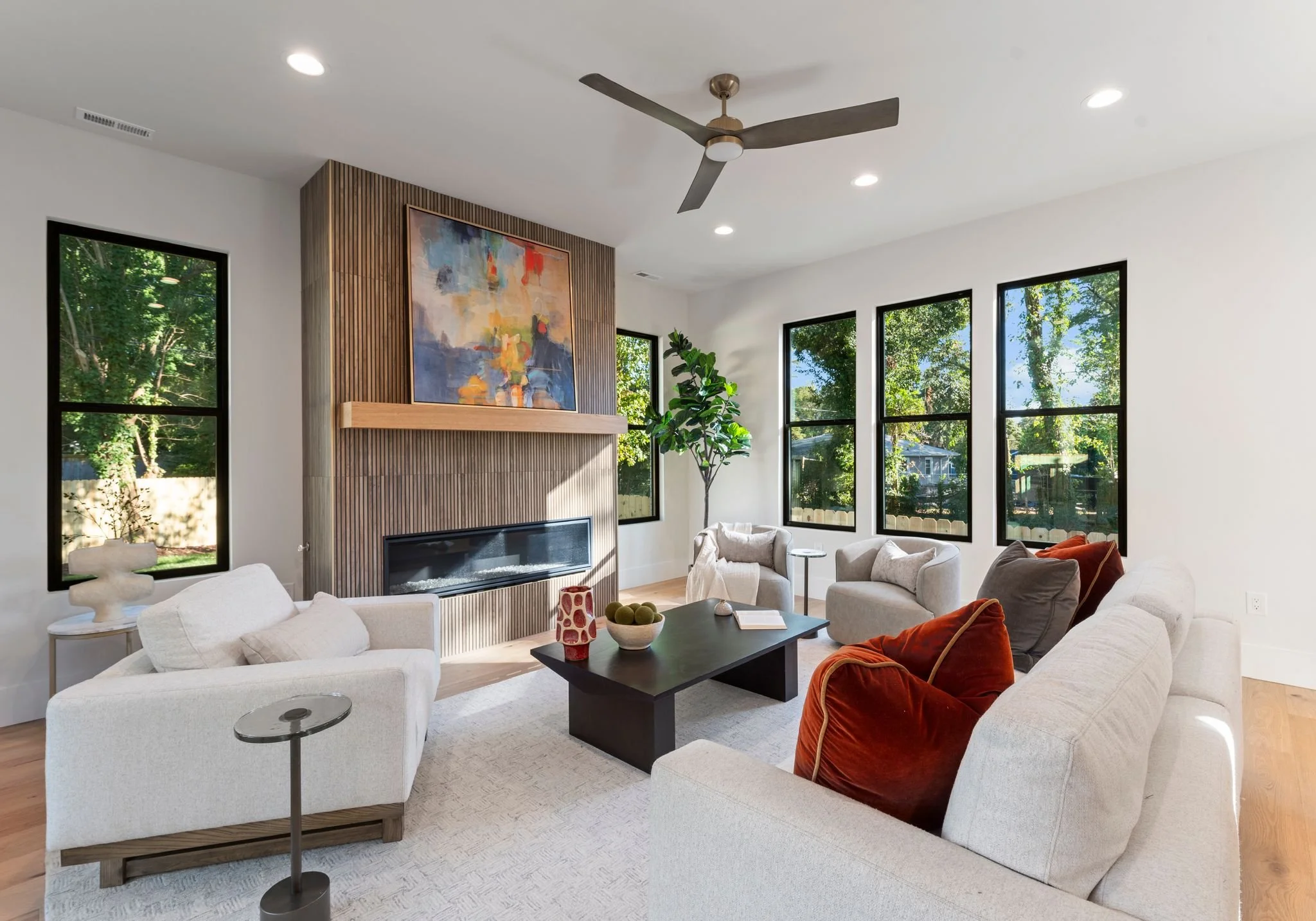 Living room with pops of color