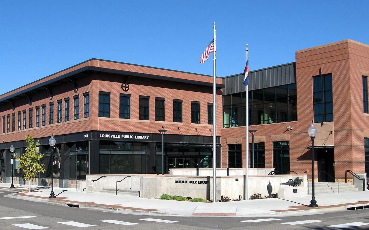 Louisville Public Library in historic downtown Louisville, Colorado.