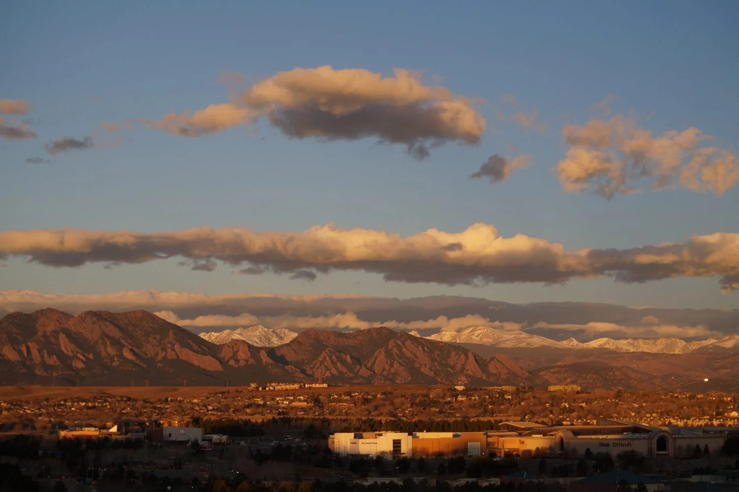 Front Range mountain views from open space trails in Broomfield Colorado